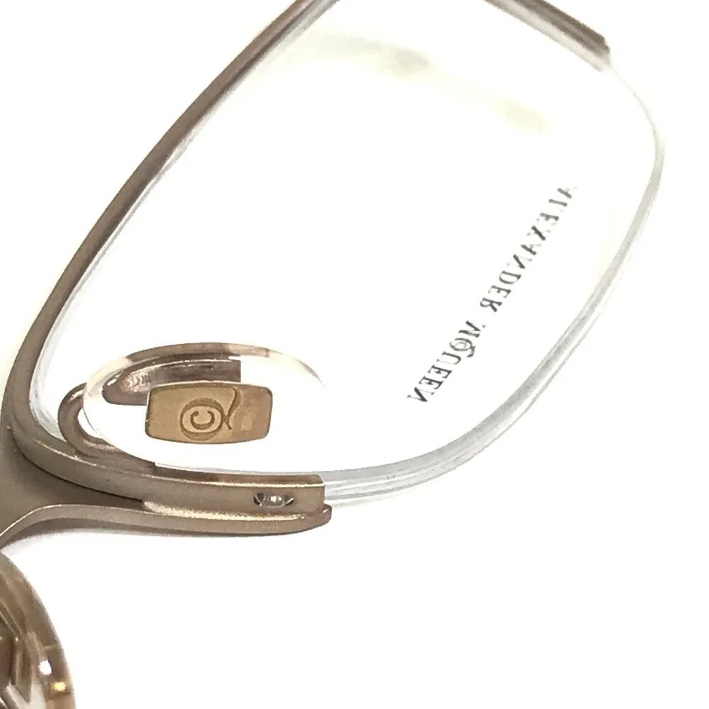Alexander McQueen Eyeglasses Frames AMQ4183 WCX Matte Gold Brown Wood 53-18-135